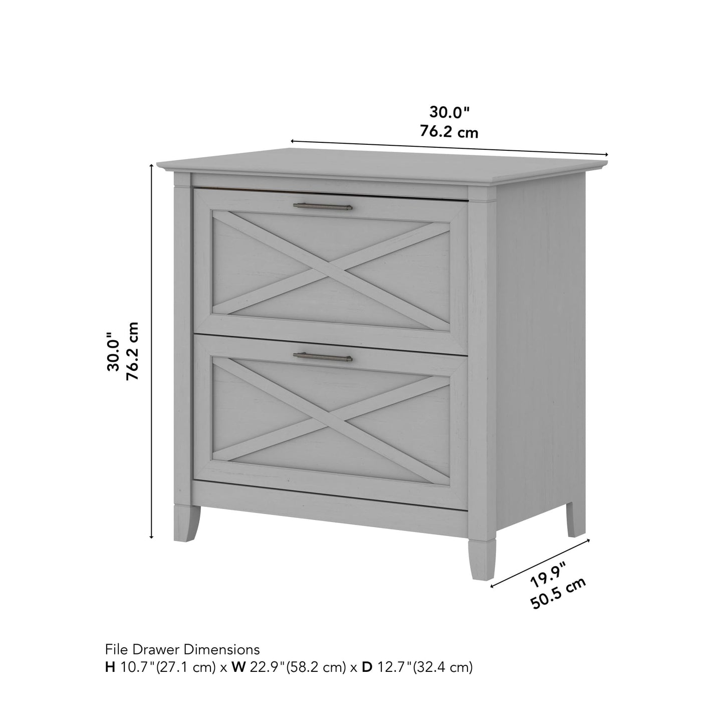 Bush Home Key West 2 Drawer Lateral File Cabinet in Cape Cod Gray, Document Storage for Home Office, Accent Chest with Drawers