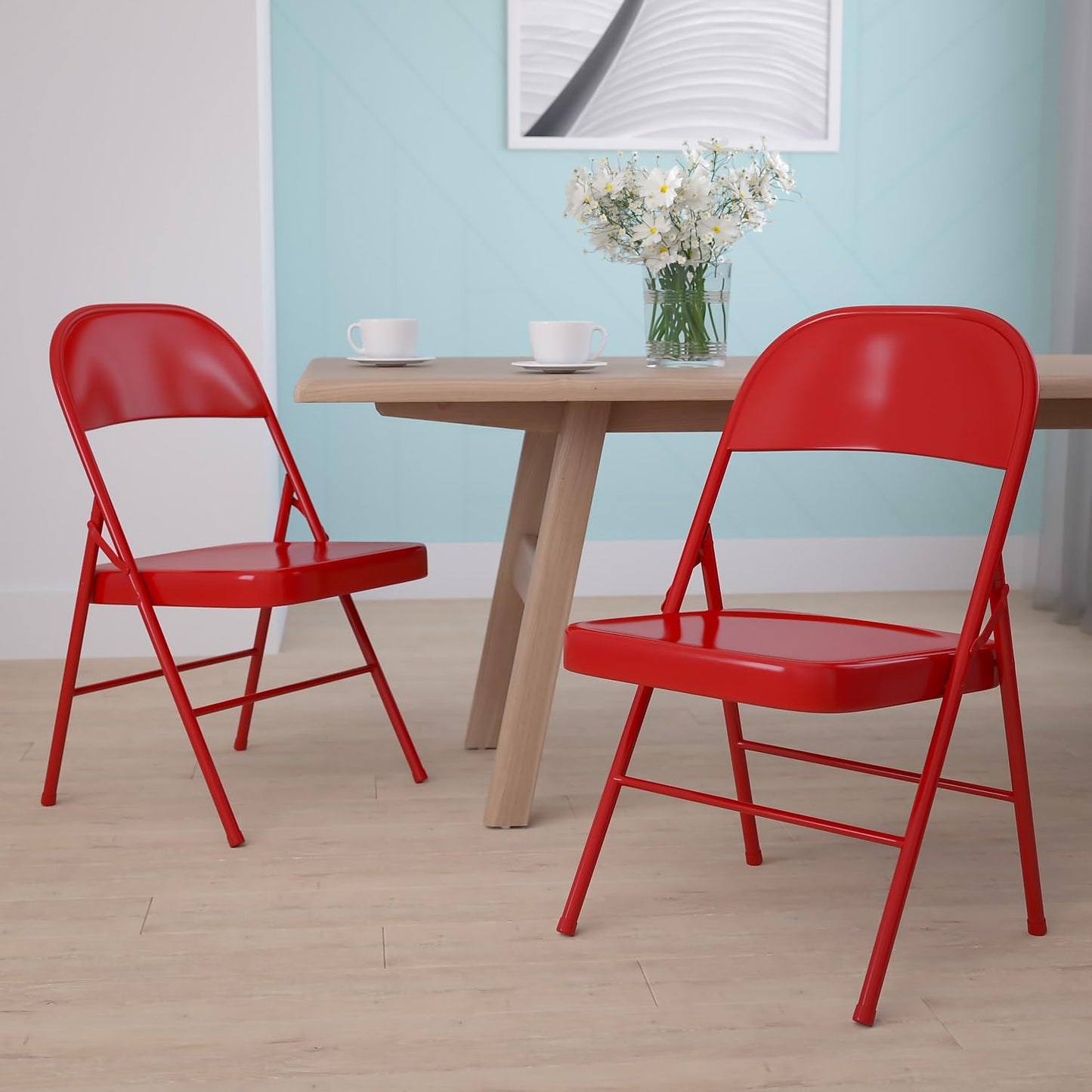 Flash Furniture 2 Pack HERCULES Series Double Braced Red Metal Folding Chair