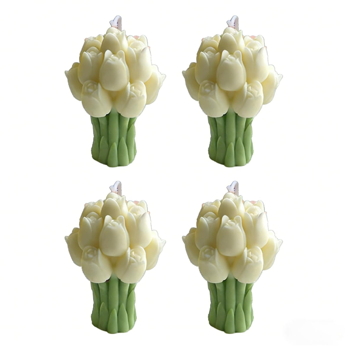 Scented Candles Set for Women Mom,4 Pack Aromatic Tulip Bouquet-Shaped Candle Ornament for Home, Soy Candles for Living Room and Bedroom, Birthday Bridesmaid Gift Valentines Day Candle -Vanilla Flavor