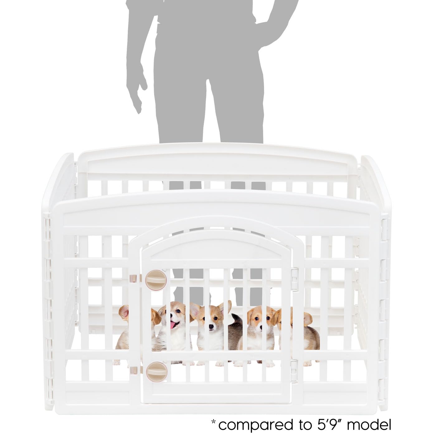 IRIS USA 24" 4-Panel Dog Playpen with Door, 35 x 35 x 24, Puppy Playpen, Dog Play Pen Indoors, Pet Fence, Puppies/Small Dogs, White