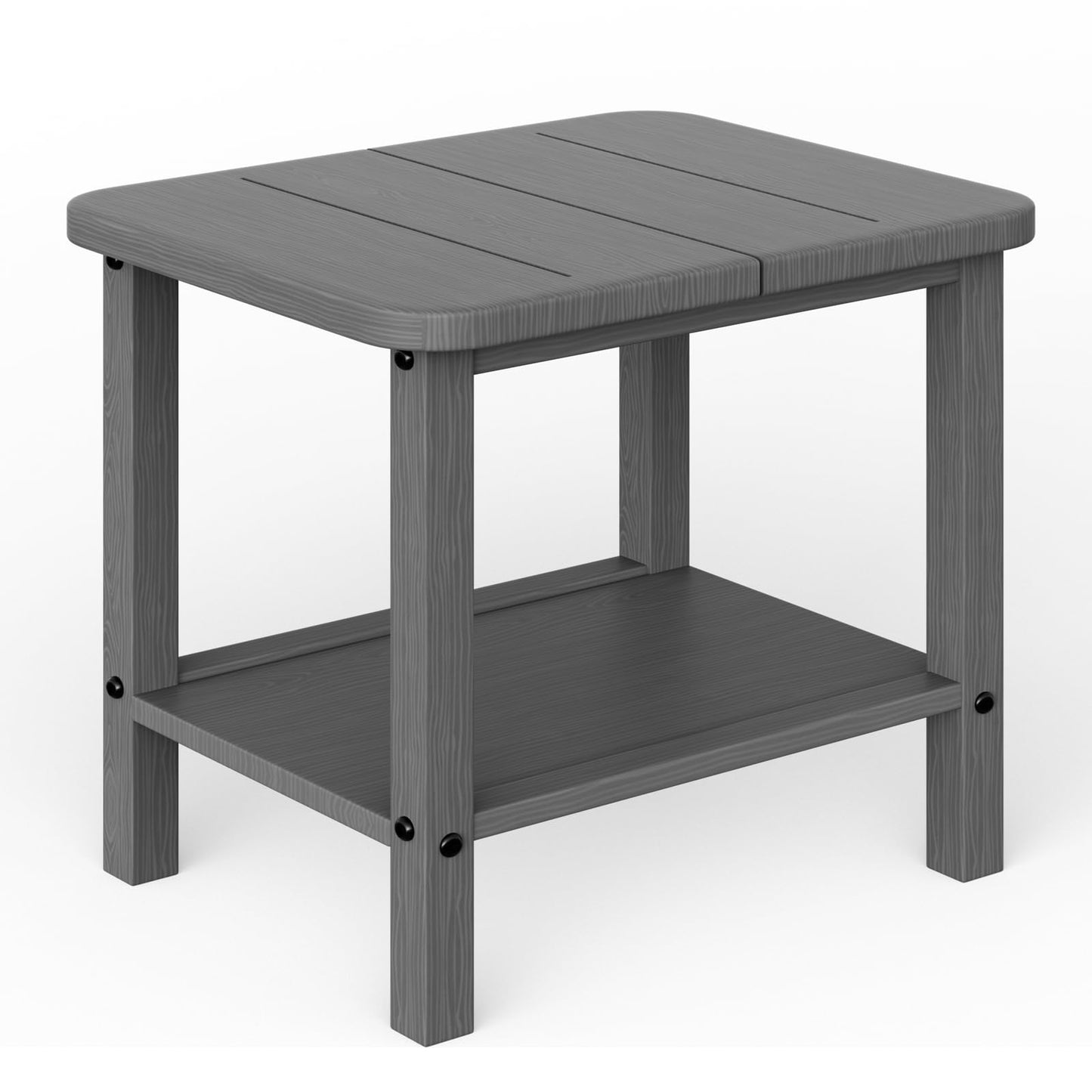 Ayge 17.7" Double Outdoor Side Table, Rectangular HDPE Adirondack End Table for Patio, Lawn, Pool, Garden, Backyard，Grey