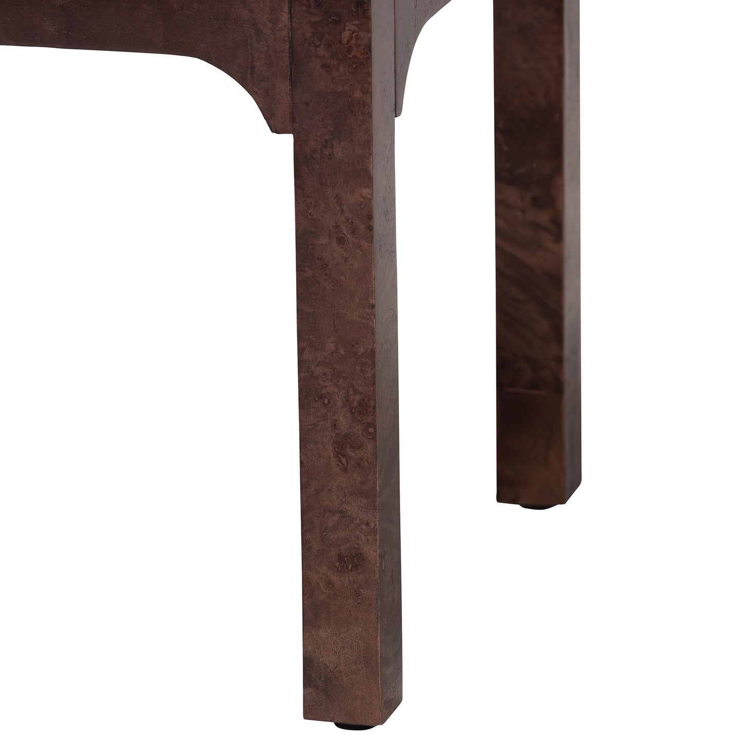 Bali & pari Kayla Real Burl Wood Nightstand in Dark Walnut Brown - Modern Bedside Table with Two Drawers and Cutout Handle Design