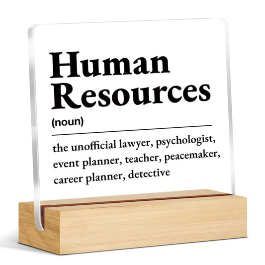 HR Appreciation Gifts for Men Women Coworkers, Funny Gifts for Manager Director Human Resources Definition Acrylic Desk Sign Office Decor