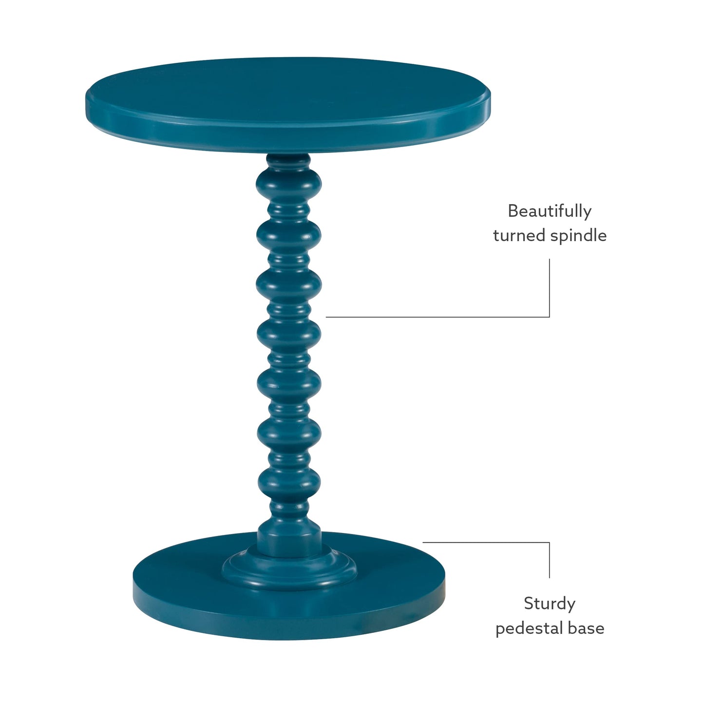 Tarkin Round Teal Turned Spindle Pedestal Side Accent Table by Powell