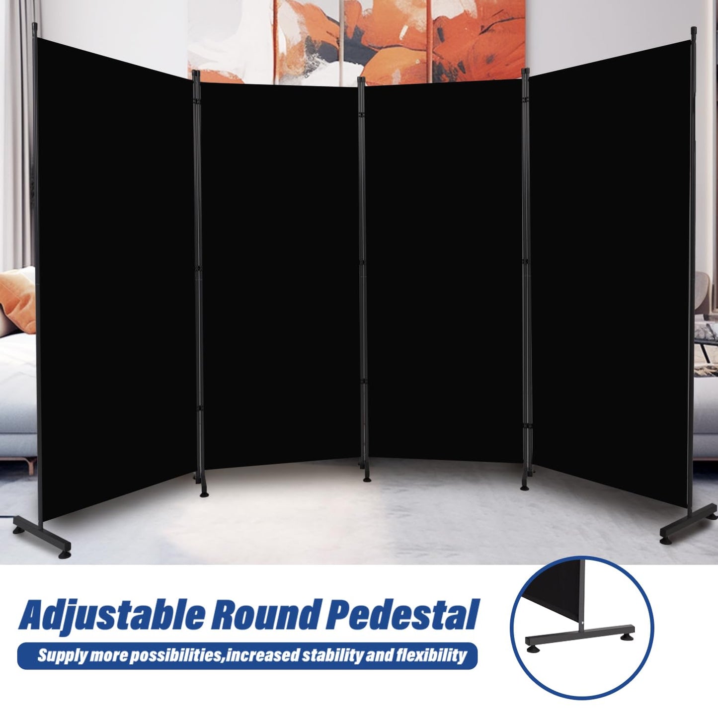 Room Divider 6ft Room Dividers and Folding Privacy Screens, 4 Panel Partition Room Divider Fabric Panel, Indoor Wall Divider for Room Separation Freestanding Space Separators for Bedroom Office Studio