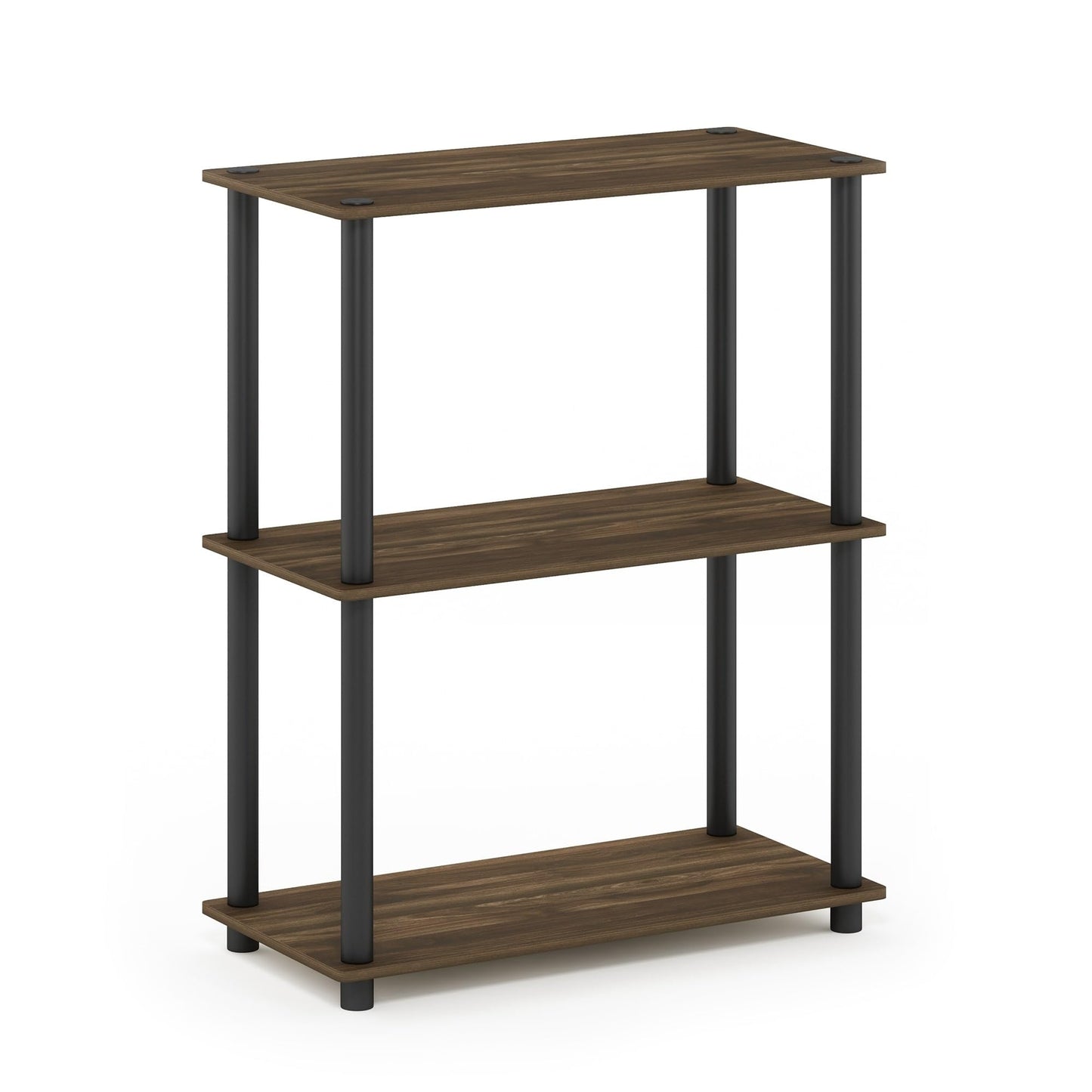 Furinno Turn-N-Tube Storage Shelves, 3-Tier Book Shelf, Corner Shelf, Toolless Open Shelves, for Organization and Storage, Living Room, Garage, Home Office, Amber Pine