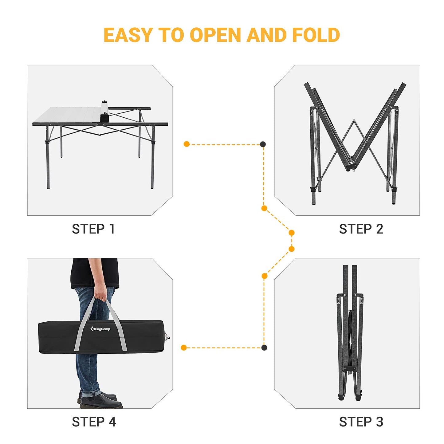 KingCamp Camping Kitchen Table with Windscreen, Camping Sink, Folding Side Table, Storage Organizer Portable Folding Camping Table Outdoor Kitchen Station for Camp BBQ Picnic Backyard