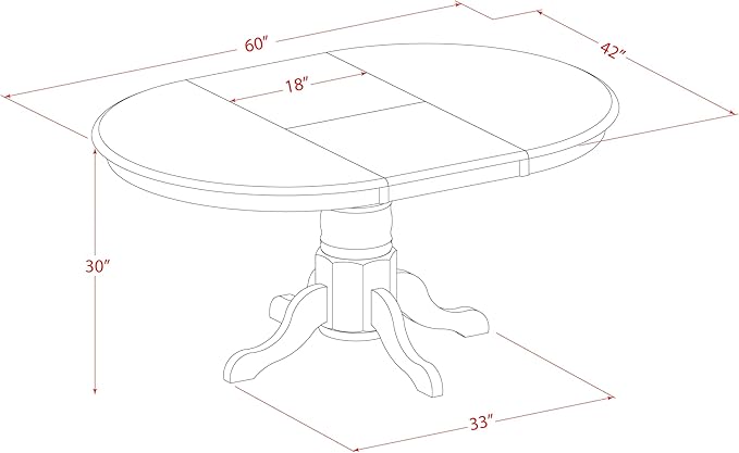 East West Furniture AAVT-BLK-TP Avon Kitchen Dining Table