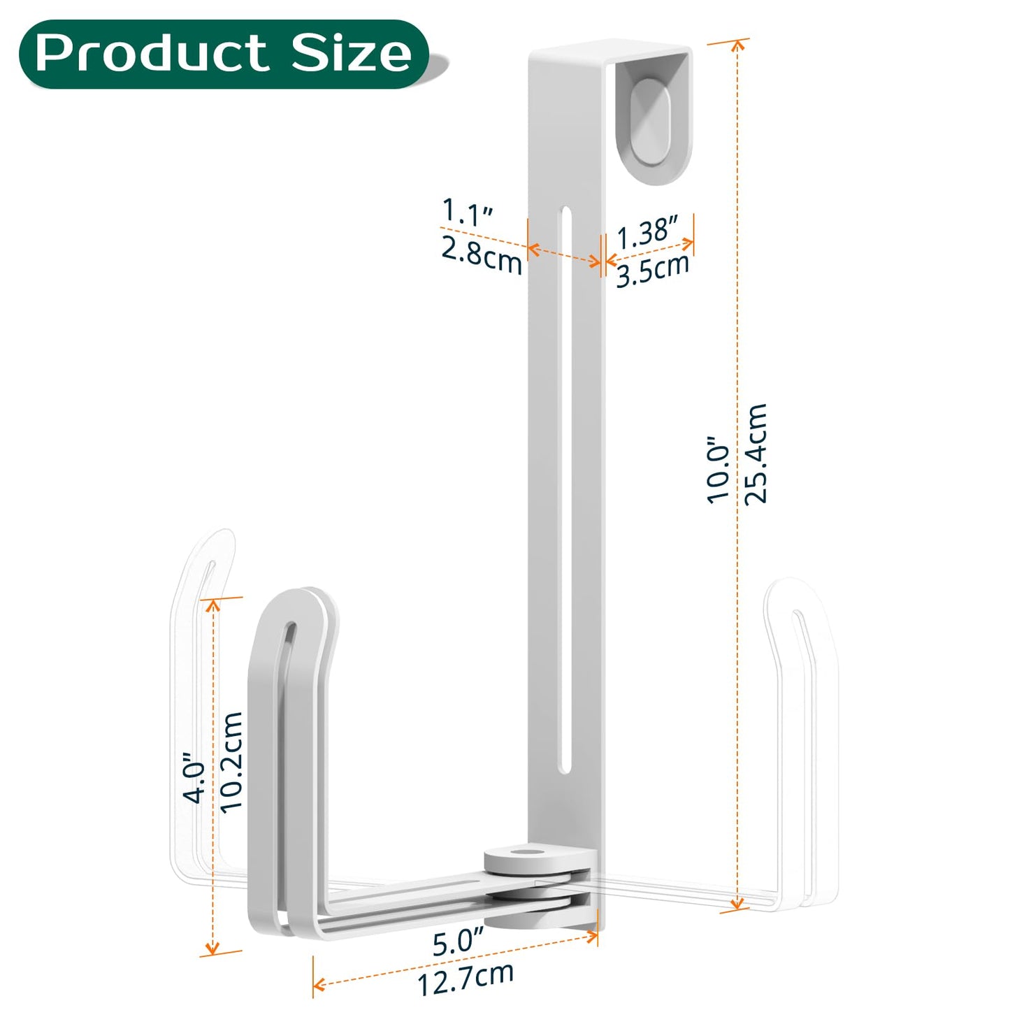 RHAXION Over The Door Hat Organizer - Premium 2-in-1 Expandable Hat Hanger with Rotating Hooks for Baseball Caps - Heavy Duty Hat Rack for Closet Bedroom Travel, Space Saving, No Drilling - White