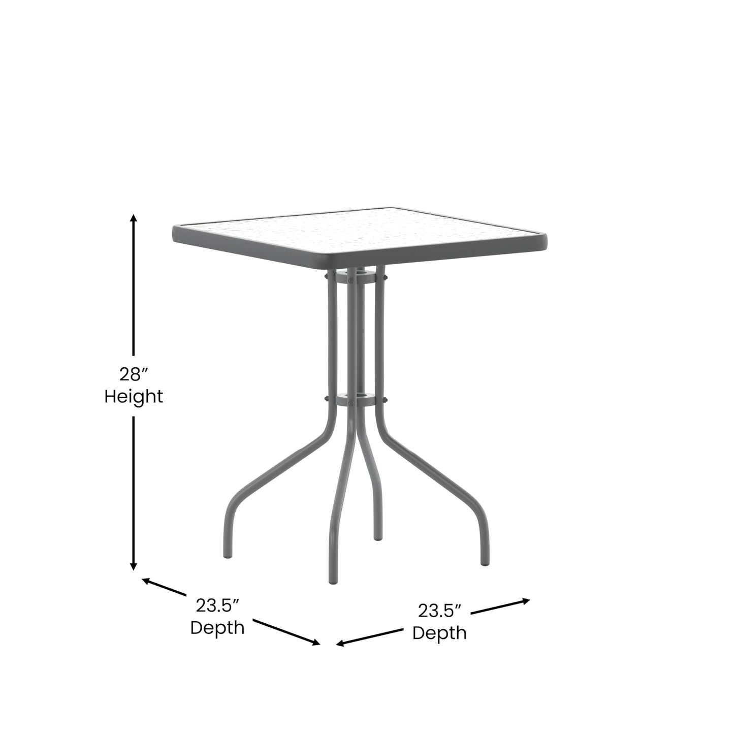 Flash Furniture Barker 23.5'' Square Tempered Glass Metal Table, Silver