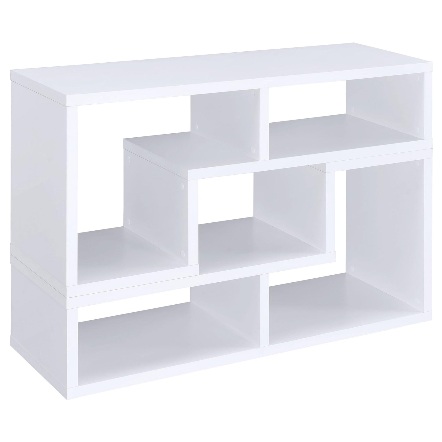 Coaster Home Furnishings - Velma - Engineered Wood - Multipurpose 4-Shelf TV Stand Bookshelf with Geometric Design, Cube Shelves, Transitional Style - Living Room and Home Office - White - 800330