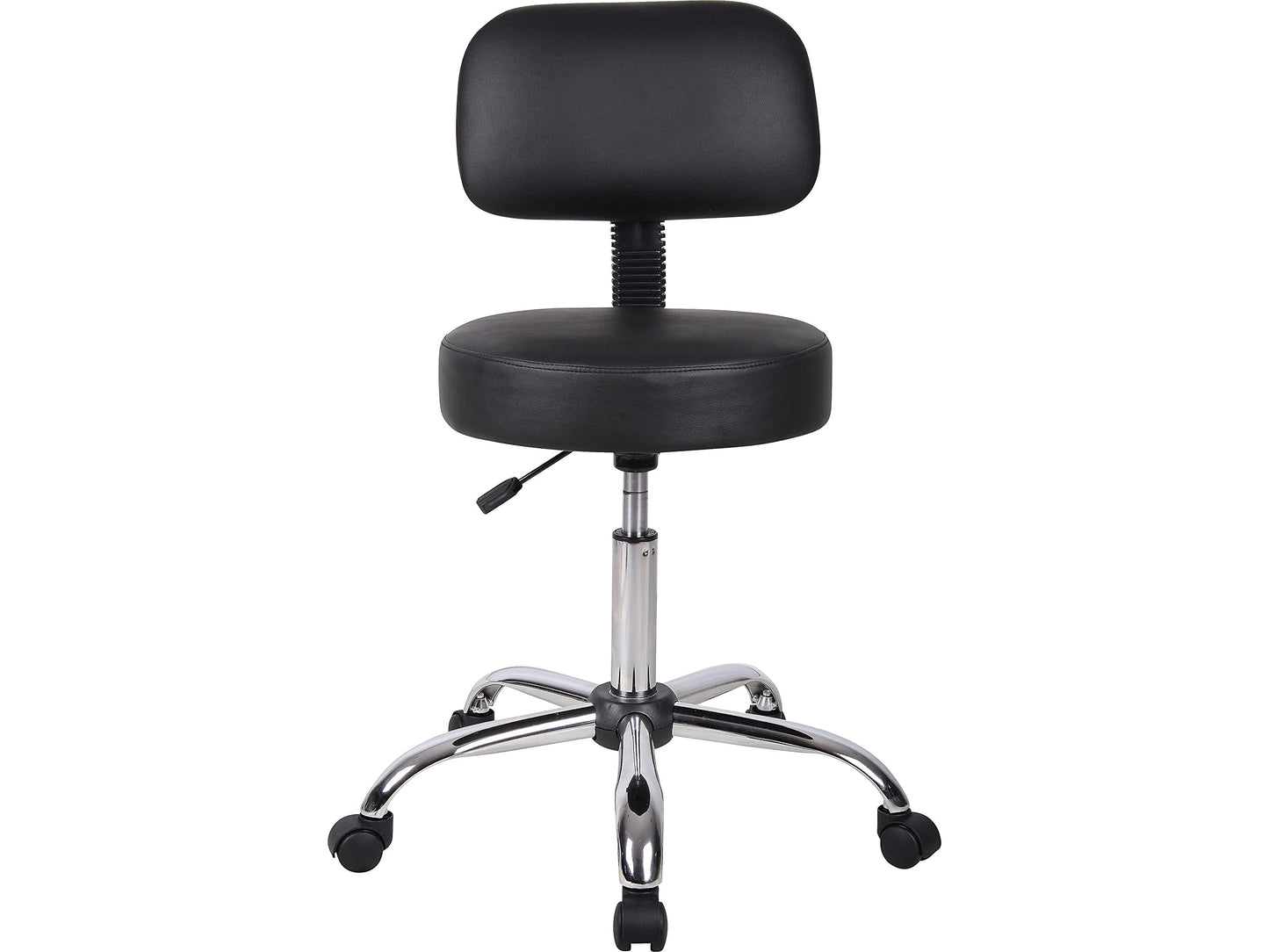 Boss Office Products B245-BK Be Well Medical Spa Stool with Back, Black