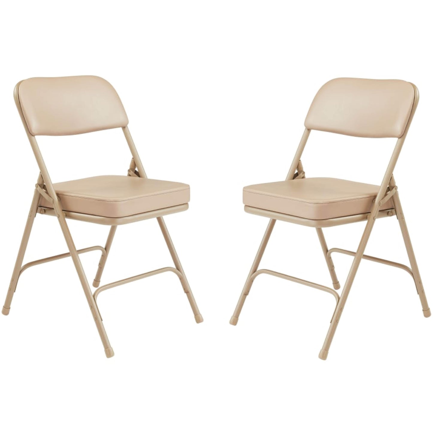 Premium Cushioned Portable Folding Chairs by National Public Seating – 3200 Series Upholstered, Heavy-Duty Foldable Chairs for Indoor & Outdoor Use – Set of 2, Comfortable & Durable, Beige
