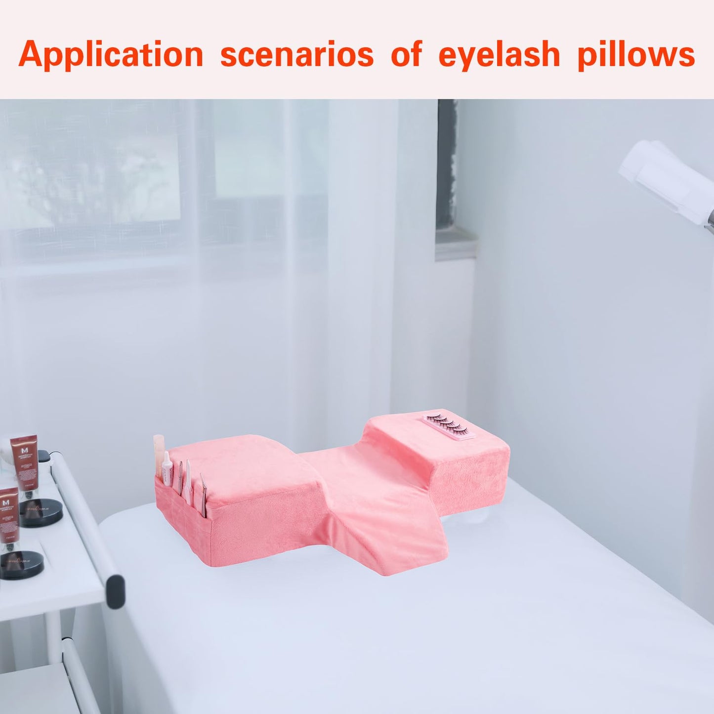 Mobaigift Beauty Salon Curved Memory Foam Bed Pillow, Lash Pillow for Eyelash Extensions Ergonomic Neck Pillow with Neck Back Head Support(Pink)