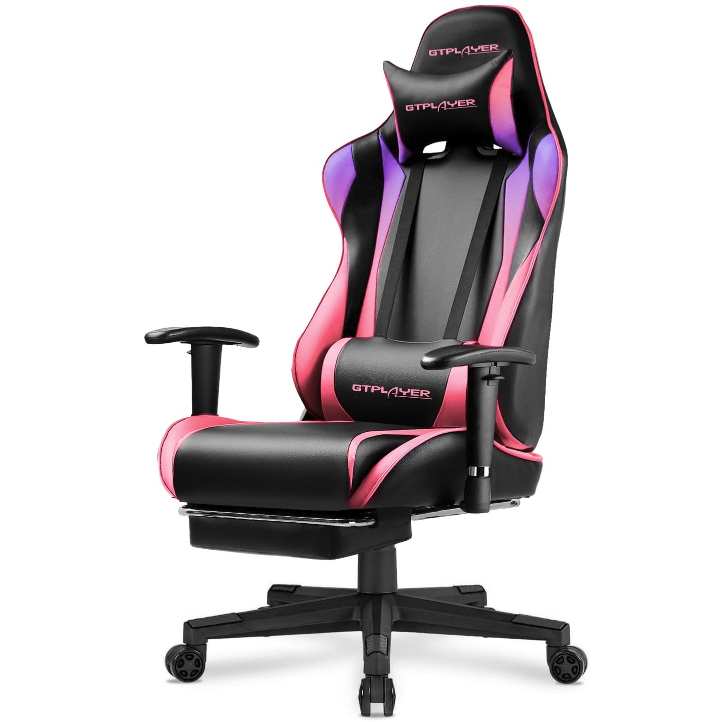 GTPLAYER Gaming Chair with Footrest, Ergonomic Computer Game Desk Chair, Recline Gaming Chair Seat Height Adjustment, Swivel Rocker with Headrest and Lumbar (Colorful)