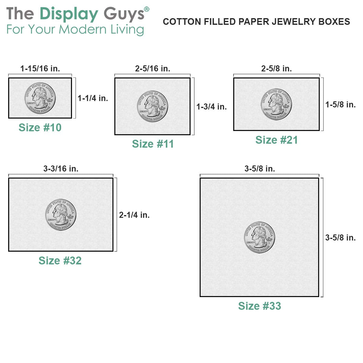 TheDisplayGuys - 25-Pack #11 Cotton Filled Cardboard Paper Jewelry Boxes Gift Case - Pearl Gray (2.1" x 1.8" x 0.8") - for Shipping or Storage