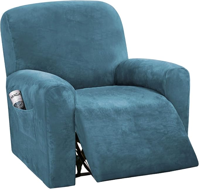 H.VERSAILTEX Velvet Stretch Recliner Couch Covers 4-Pieces Style Recliner Chair