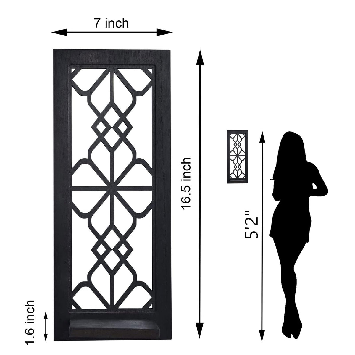 ZEXUIRU 2 Set Rustic Candle Sconces Living Room Bedroom Entryway Wood Mirrored, Farmhouse, Carved Frame Wall-Mount Wooden Candle Holders Wall Decor Hanging Handmade Holder - Black