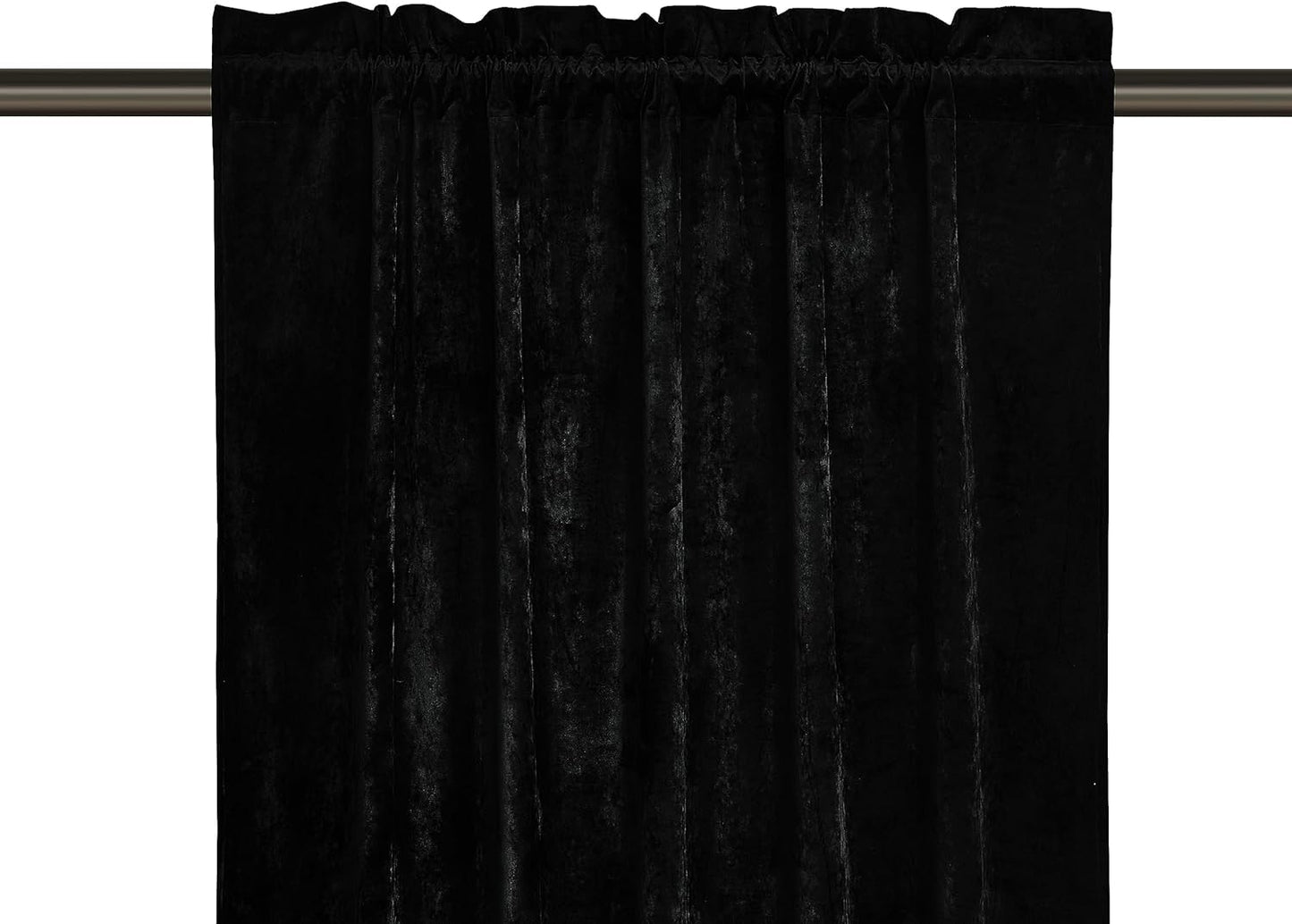 Chezmoi Collection Lux Black Crushed Velvet Curtains 2 Panel Set - 96 inches Long Room Darkening Luxury Distressed Velvet Rod Pocket Window Drapes for Living Room Bedroom 50" W x 96" L