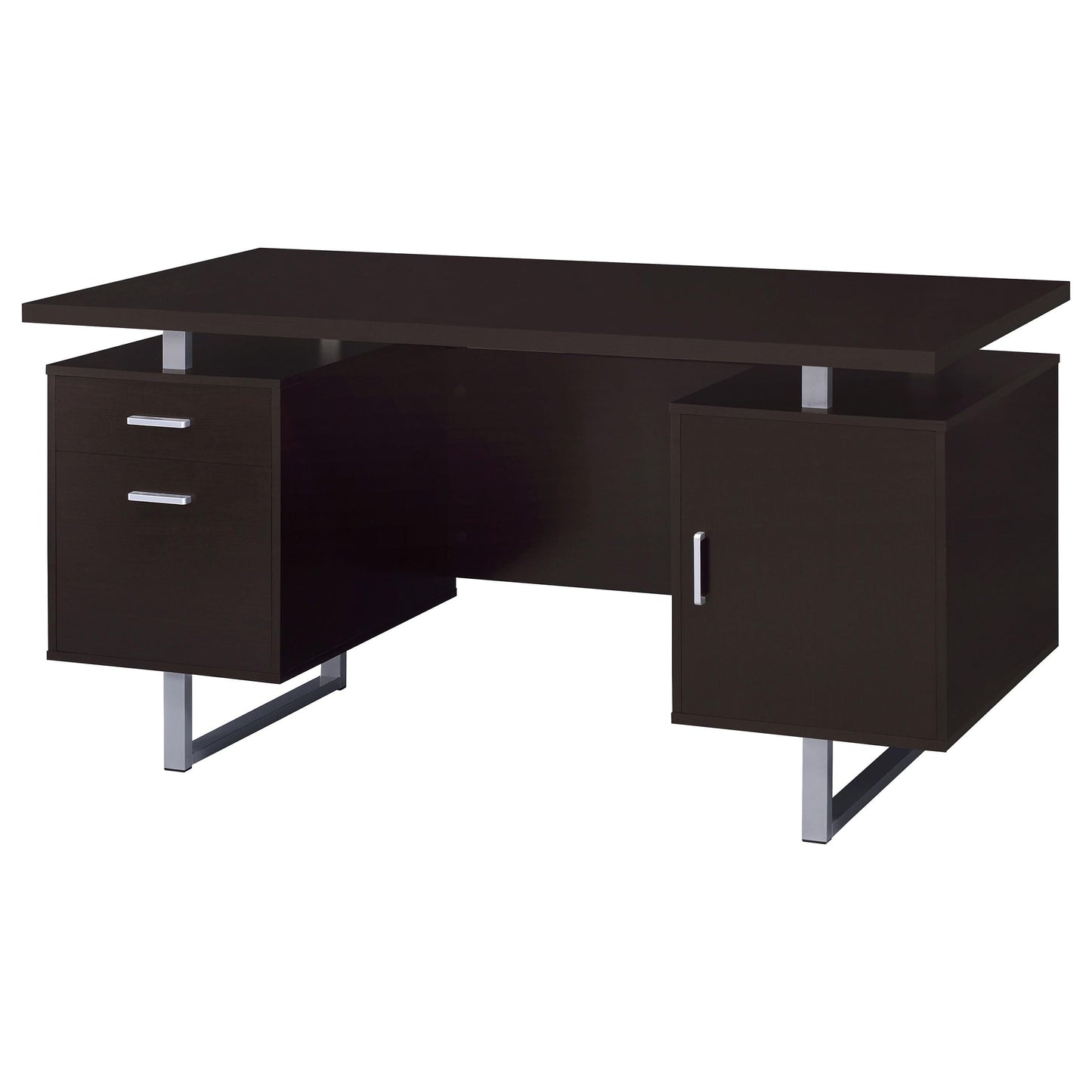 Coaster Home Furnishings - Lawtey - Engineered Wood - 60-Inch Computer Desk with File Cabinet and Standage Drawers, Metal Frame, Contemporary Style - Home Office - Cappuccino - 801521