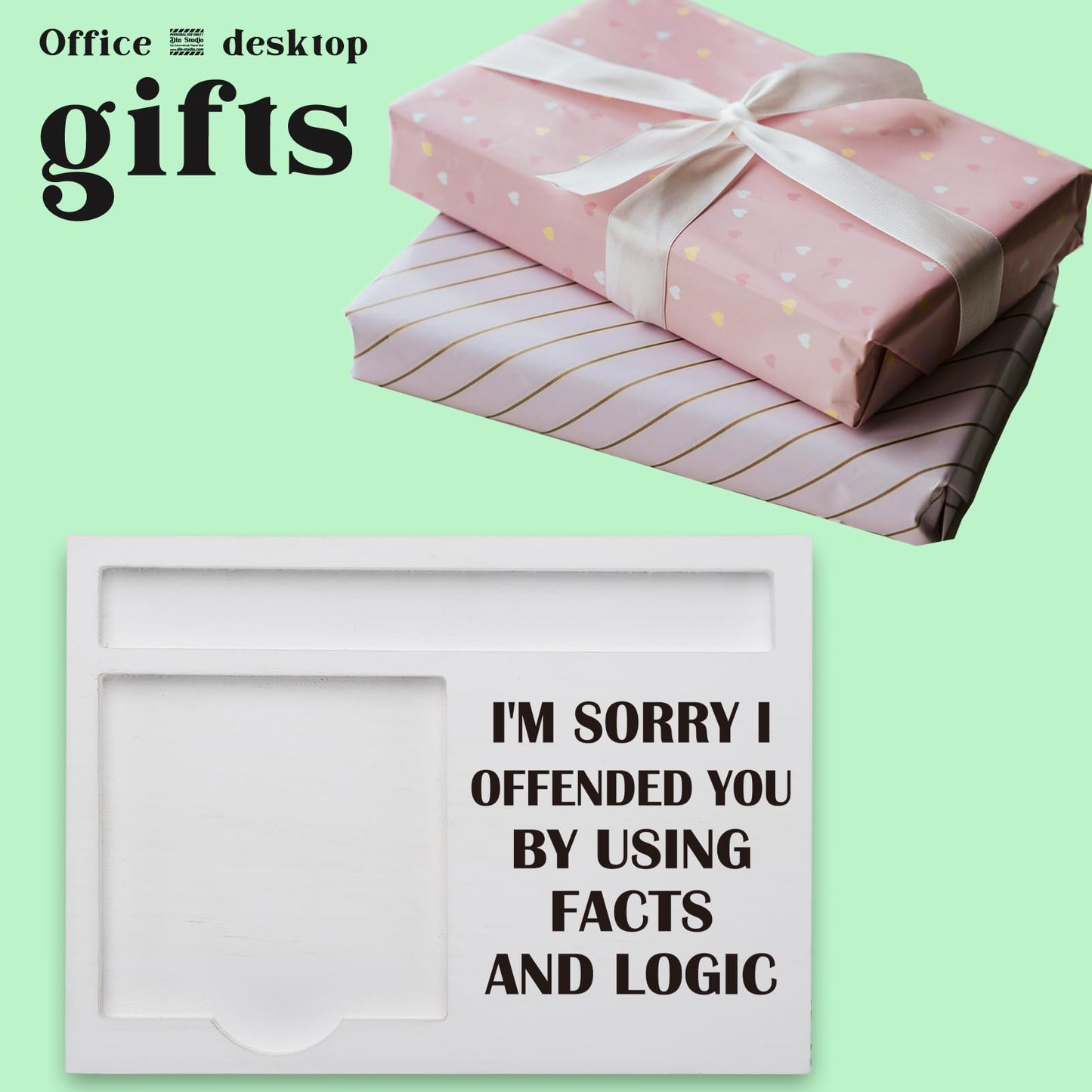 Humor Gift for Coworker Boss Engineer Teacher Student Manager Director Human Resources, I'm Sorry I Offended You by Using Facts and Logic, White Sticky Note Pad Holder Office Gag Gift SBSA30
