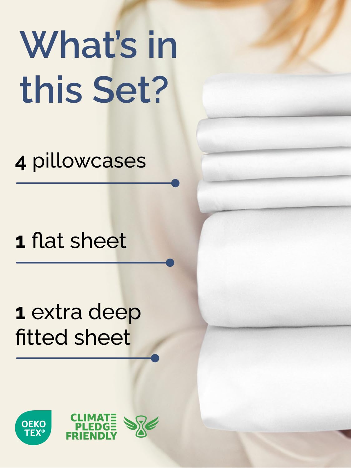 Extra Deep Cal King Sheet Set - 6 Piece Breathable and Cooling Sheets - Hotel Luxury Bedding for Women, Men, Kids & Teens - Easy Secure Fit - Soft, Wrinkle Free and Comfy - Extra Deep Pockets - White