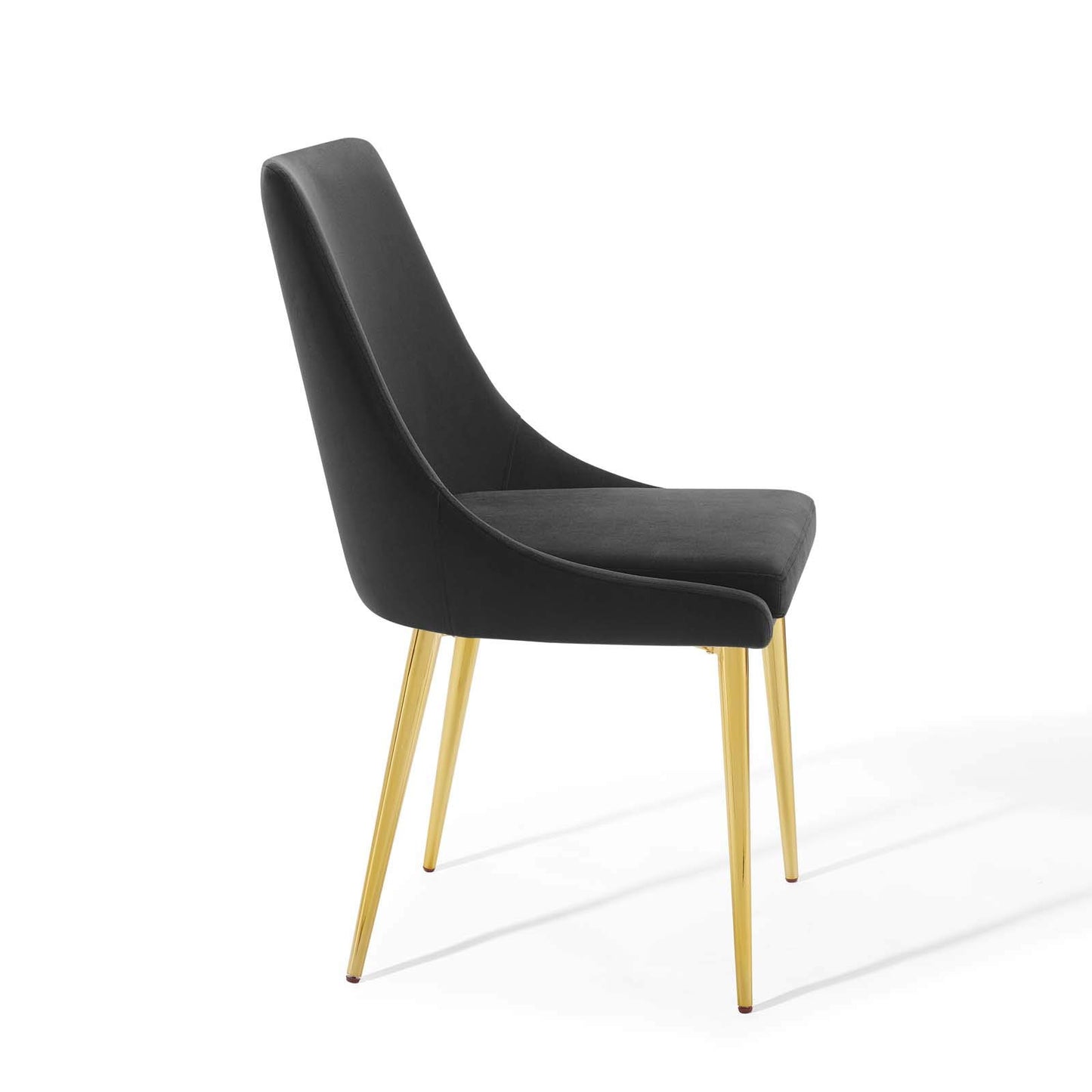 Modway Viscount Performance Velvet Dining Side Chair with Gold Stainless Steel Legs in Black