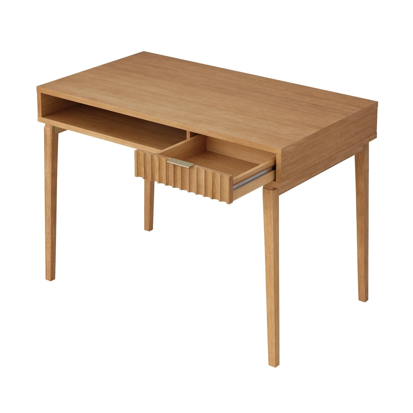 Nathan James Jasper Mid-Century Modern Desk Wall Unit, Vanity and Nightstand Set, Wood Desk with Drawer and Side Table