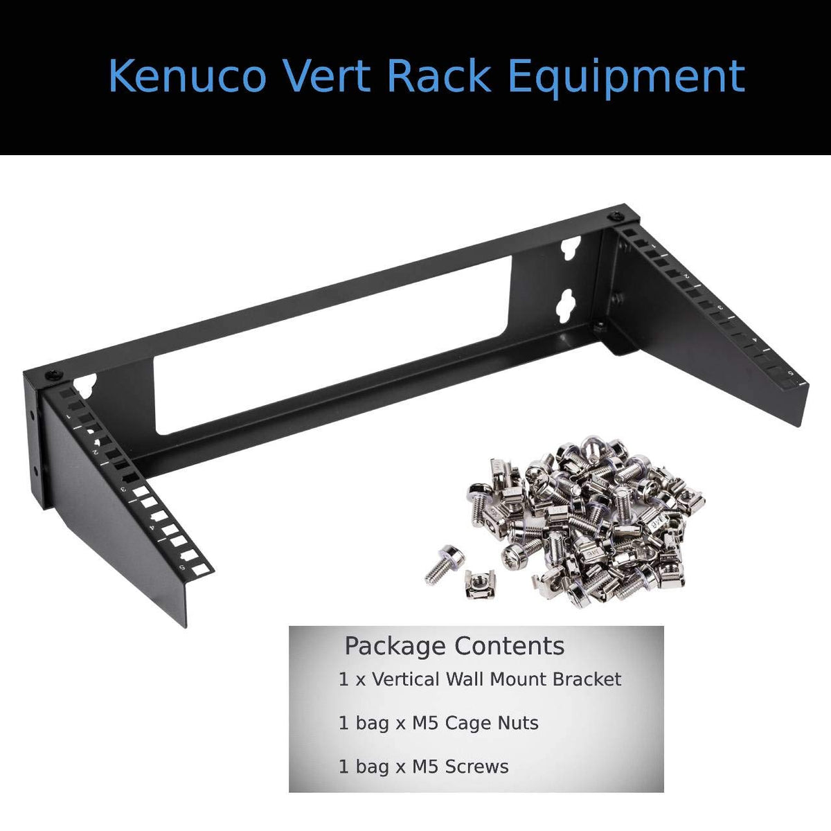 Kenuco 19 Inch Steel Vertical Rack and Wall Mountable Server Rack Mount (Black-4U)