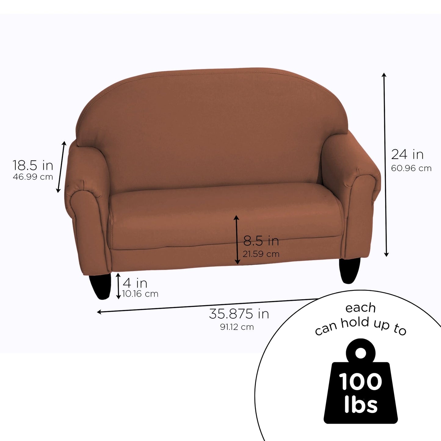 Children's Factory As We Grow Toddler Sofa, Flexible Seating for Daycare or Preschool, Kids Reading Couch, Playroom Furniture, Walnut