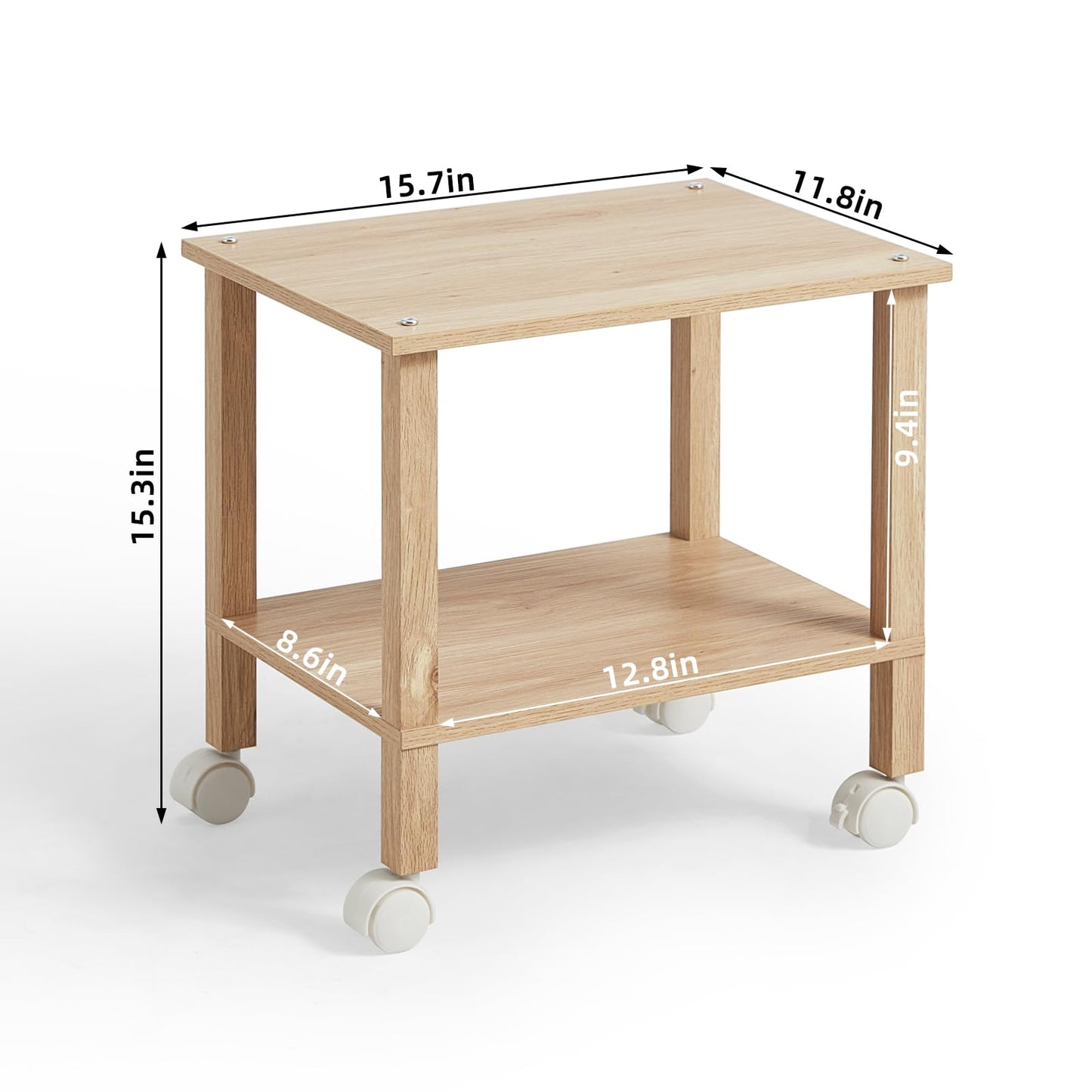 YUFAM 2 Tier Printer Stand with Storage,Under Desk Shelf Printer Table,Small Printer Stand with Wheels,Rolling Printer Cart for Office