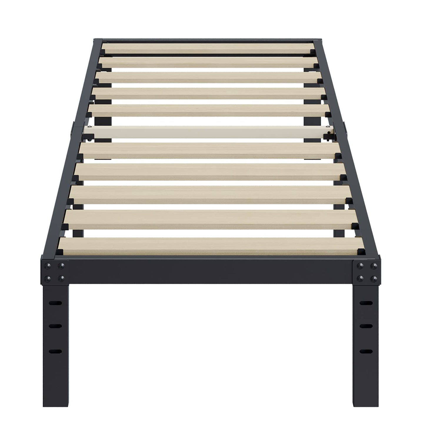 ZIYOO Twin Size Bed Frames 16 Inches Tall, 3 Inches Wide Wood Slats with 2500 Pounds Support for Foam Mattress, No Box Spring Needed, Heavy Duty Platform Bed Frame, Easy Assembly, Noise Free