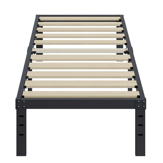 ZIYOO Twin Size Bed Frames 16 Inches Tall, 3 Inches Wide Wood Slats with 2500 Pounds Support for Foam Mattress, No Box Spring Needed, Heavy Duty Platform Bed Frame, Easy Assembly, Noise Free