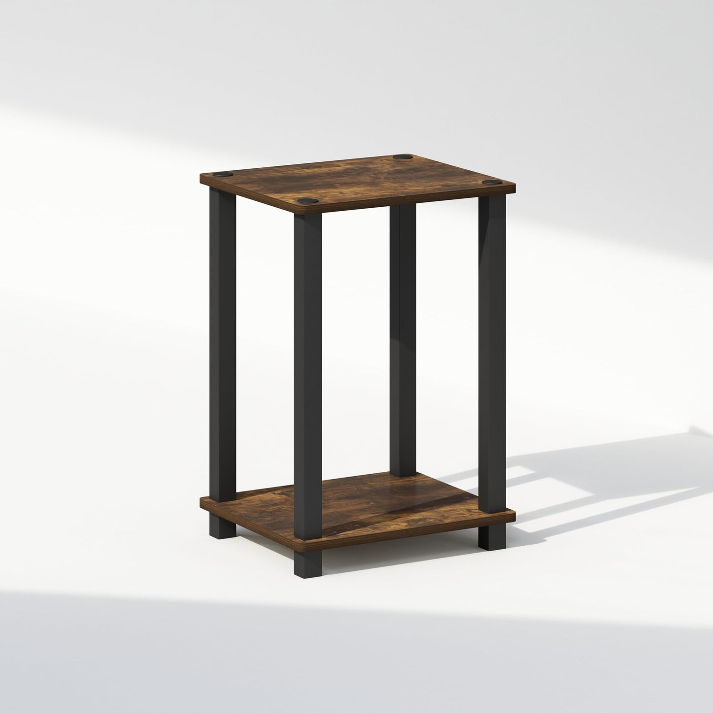Furinno Simplistic Night Stand, 2-Tier Small Nightstand with Open Shelf, Toolless Assembly Bedside Table, End Table, Side Table, for Bedroom, Closet, Dorm, Amber Pine