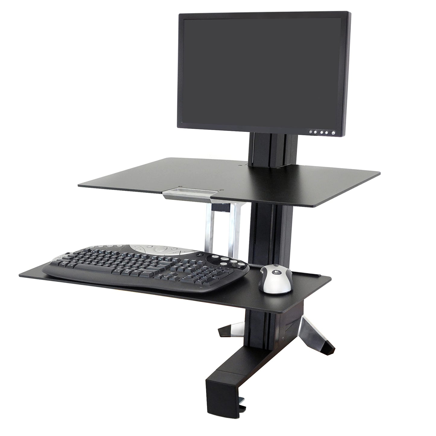 Ergotron – WorkFit-S LD Single Monitor Standing Desk Converter, Sit-Stand Workstation for Tabletops – 6 to 16 lbs, Black