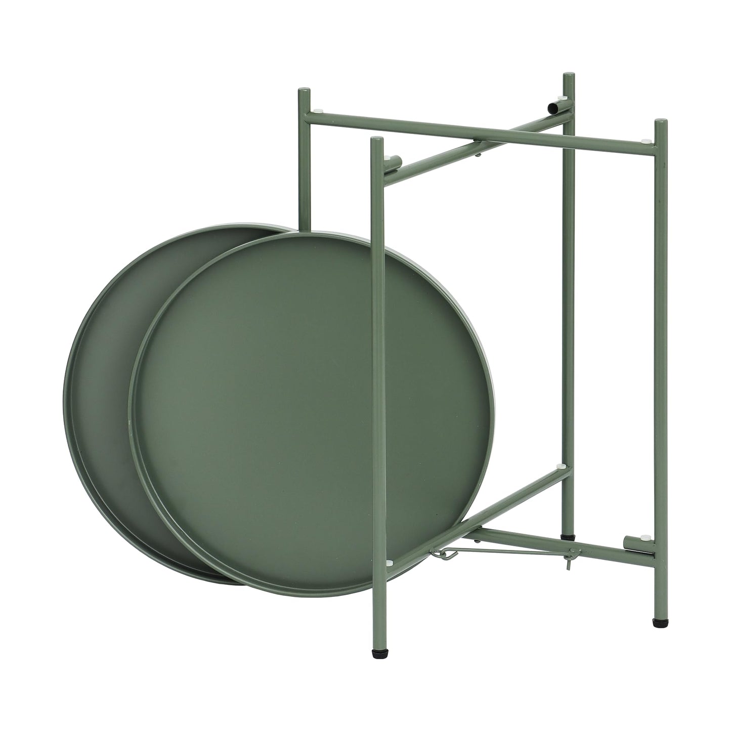 Mordchil HF 2-Tier Round End Side Table, Small Metal Side Table with Removable Tray, Folding Accent Tables for Living Room, Balcony, Nightstand for Bedroom, Outdoor Tables for Patio, Sage Green