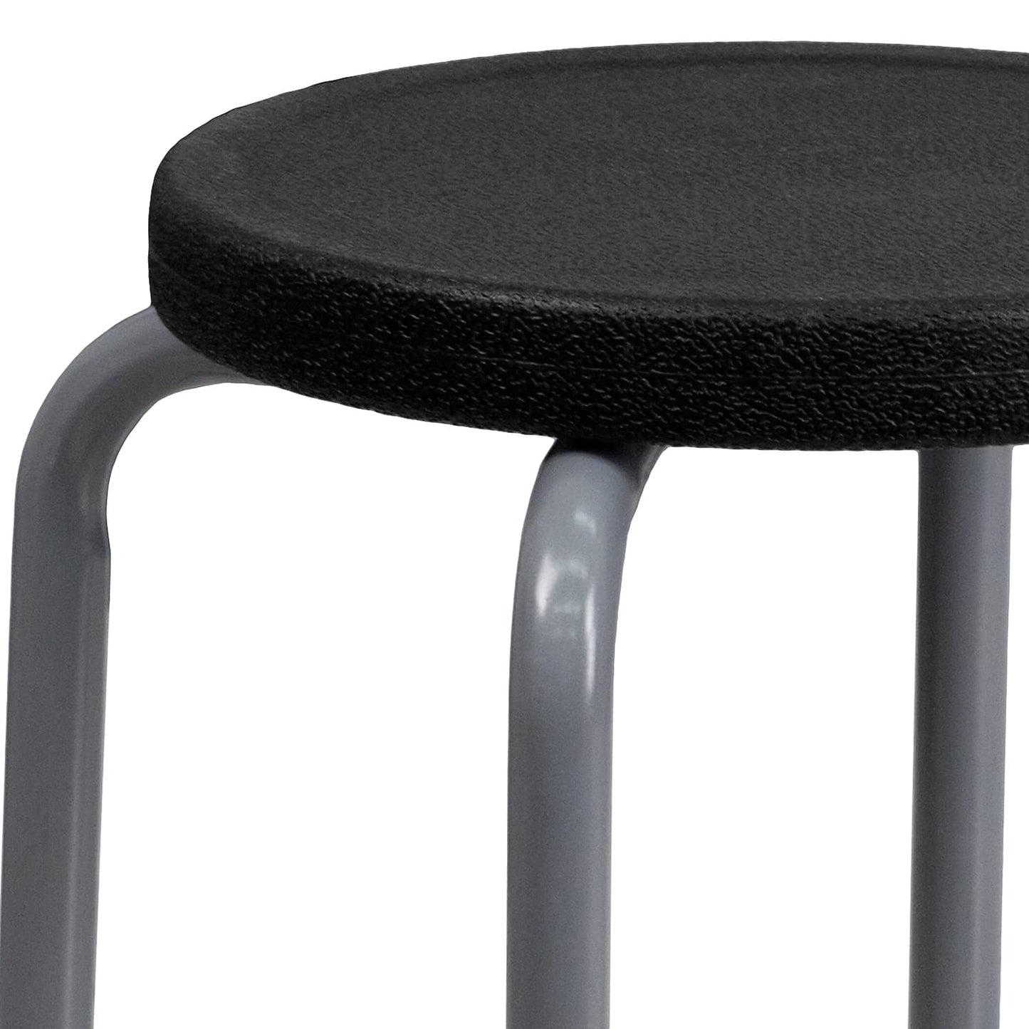 Flash Furniture Remington Stackable Stool with Black Seat and Silver Powder Coated Frame (Pack of 5)