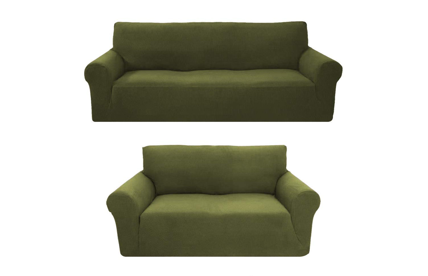 Sapphire Home 2-Piece Sofa and Loveseat Slipcovers, Couch and Loveseat Covers Set, Form fit Stretch, Wrinkle Free, Furniture Protector, Premium Brushed Sofa Covers for Living Room (Green)