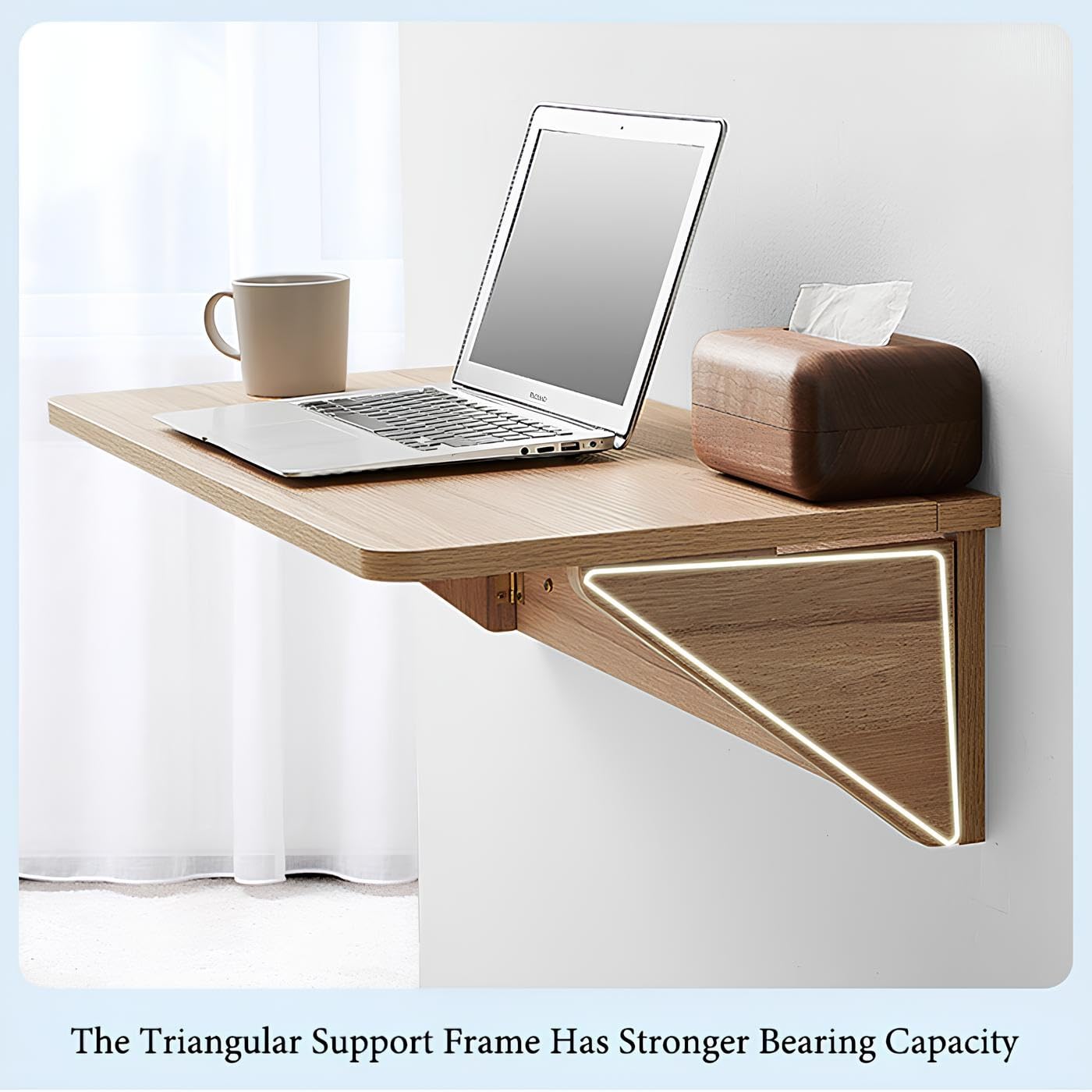GBRMZOP Folding Table, Wall Desk, Wall Mounted Folding Table, Floating Laptop Desk, Functional Hanging Desk, Murphy Desk Foldable with One Click, for Dining, Room,Laundry Room Study, Kitchen(Wood co