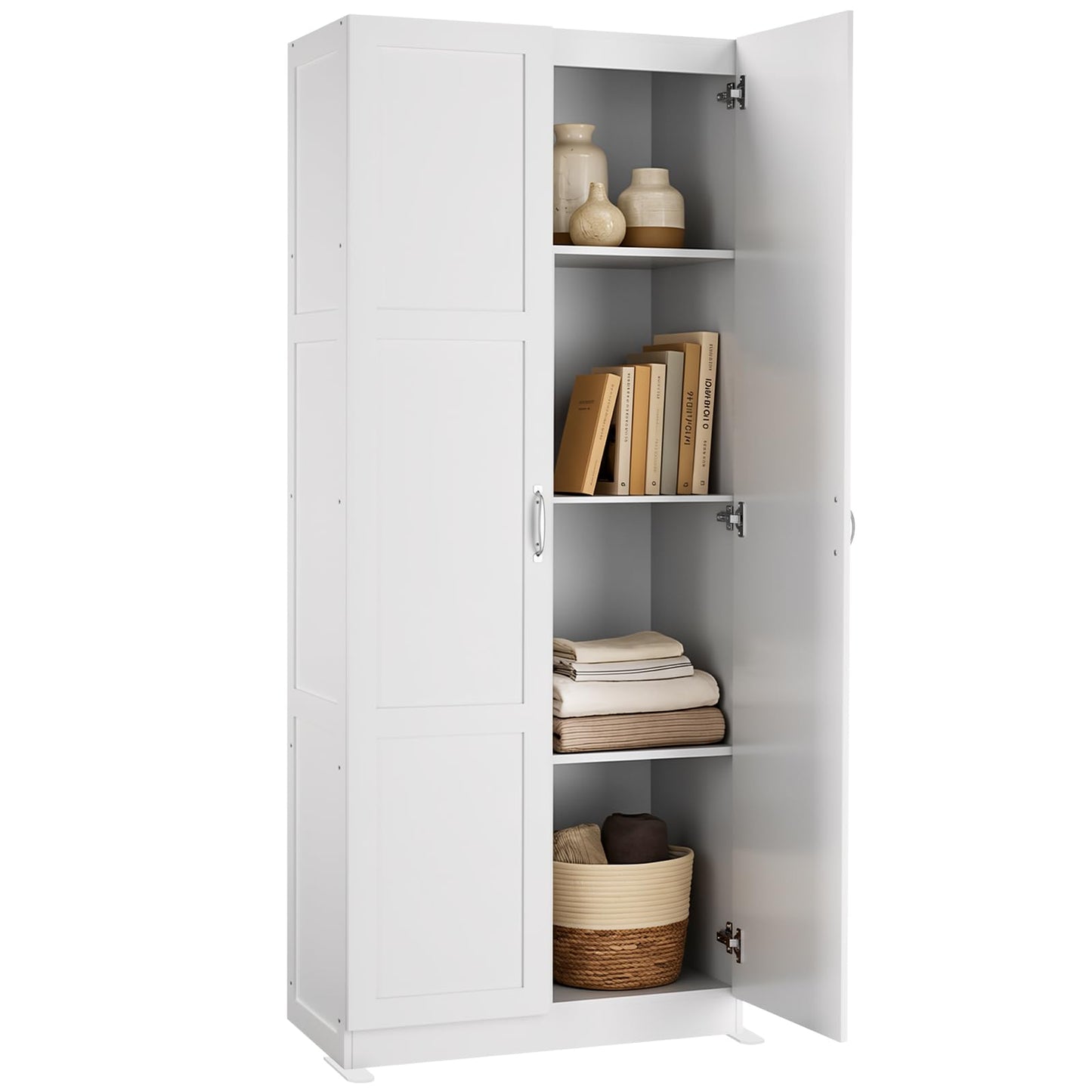DUMOS Office Storage Cabinet, Large Capacity Organizer, Wooden Bedroom Storage Unit for CD, Blankets and Books, Suitable for Living Rooms, Office and Study Rooms, White