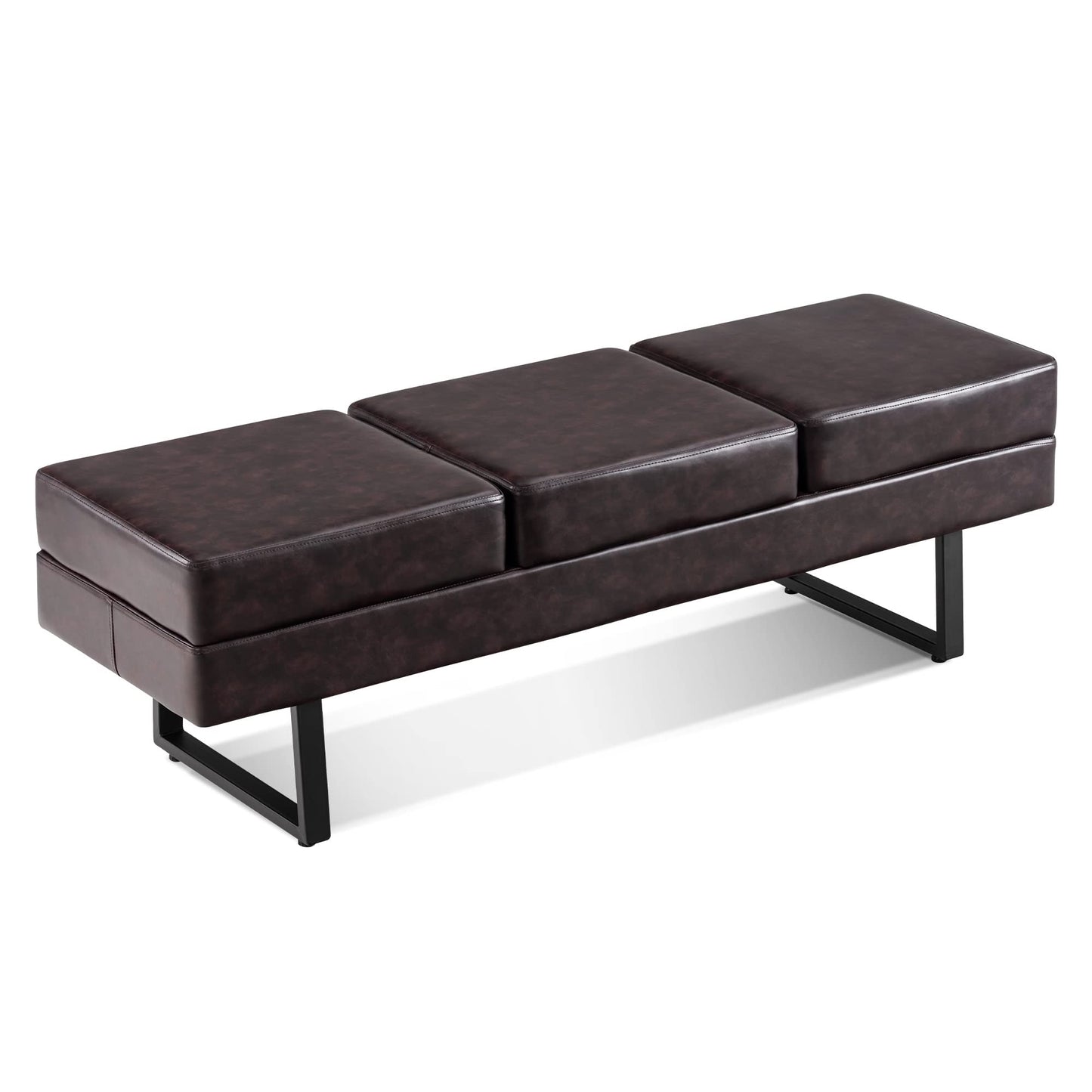 BarberPub Waiting Room Chairs, Heavy Duty Office Guest Reception Bench, Faux Leather Upholstered Lobby Chairs for Salon, Conference Room 7008 (Brown)