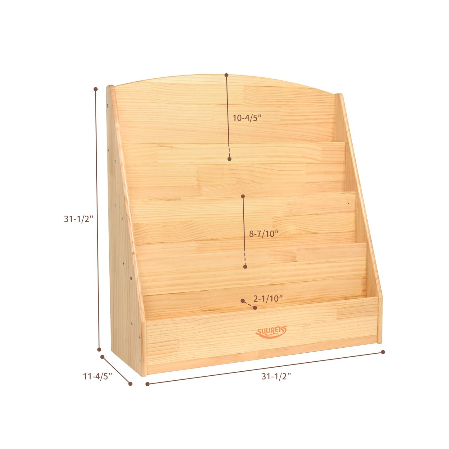 suureks Montessori Bookshelf, 4 Tier Kids Bookshelf – Safe, Sturdy, and Easy to Clean, Premium Wooden Book Shelf for Kids Rooms, Playroom, Classroom, Nursery（31-1/2" D x 11-4/5" W x 31-1/2" H）