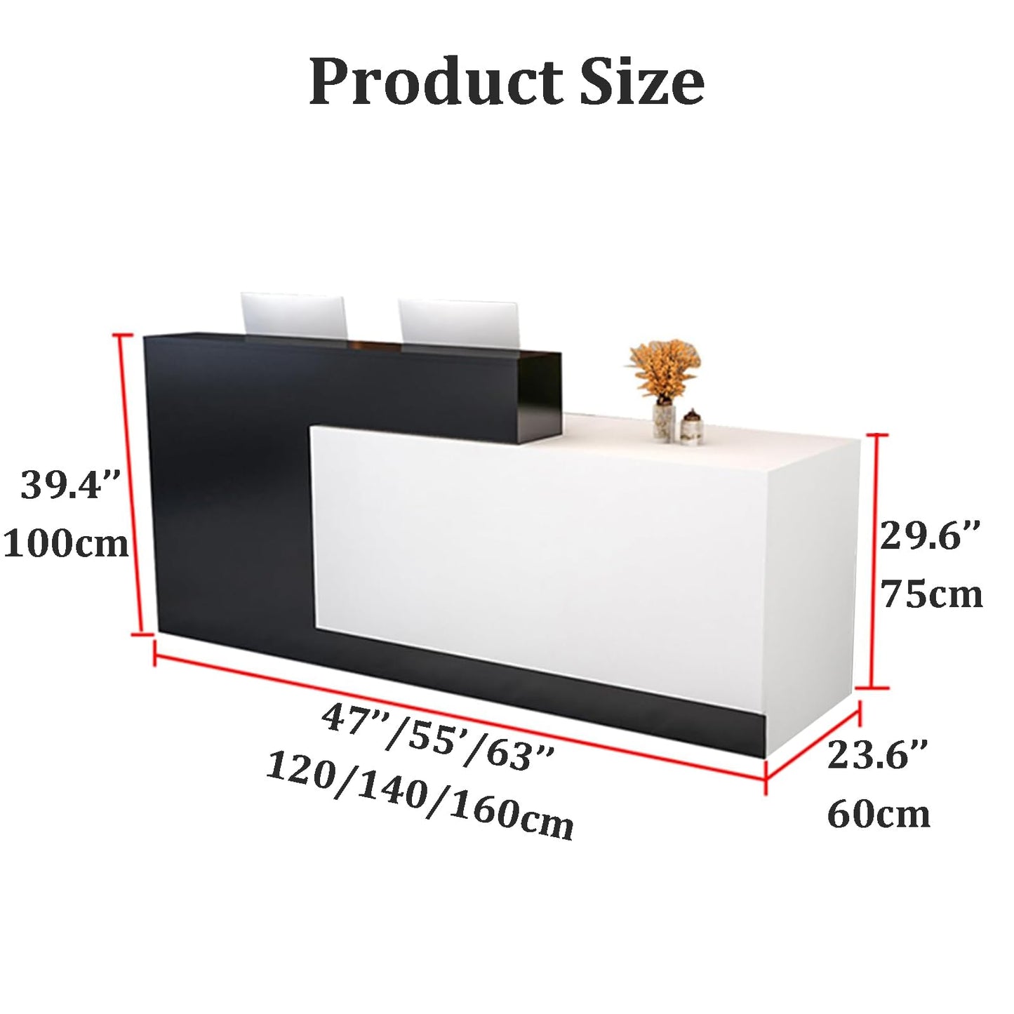 Front Counter Desk with Lockable Drawers - Modern Reception Desk with Open Shelves, Ideal for Salon, Hotel Checkout, and Office - Stylish and Functional Reception Table