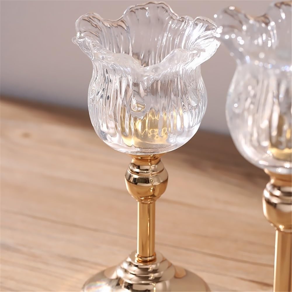cfycfy987 Candelabra European Crystal Glass Tall Candle Holder Candlelight Dinner Table Decoration Home Furnishings Candle Sticks Holder(Small)