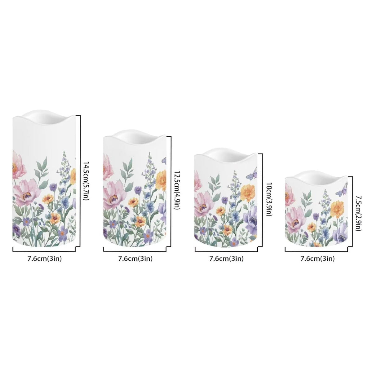 Uorisanigo Floral Flameless LED Candles with Remote and Timer - Set of 4 Electric Pillar Candles for Home Decor