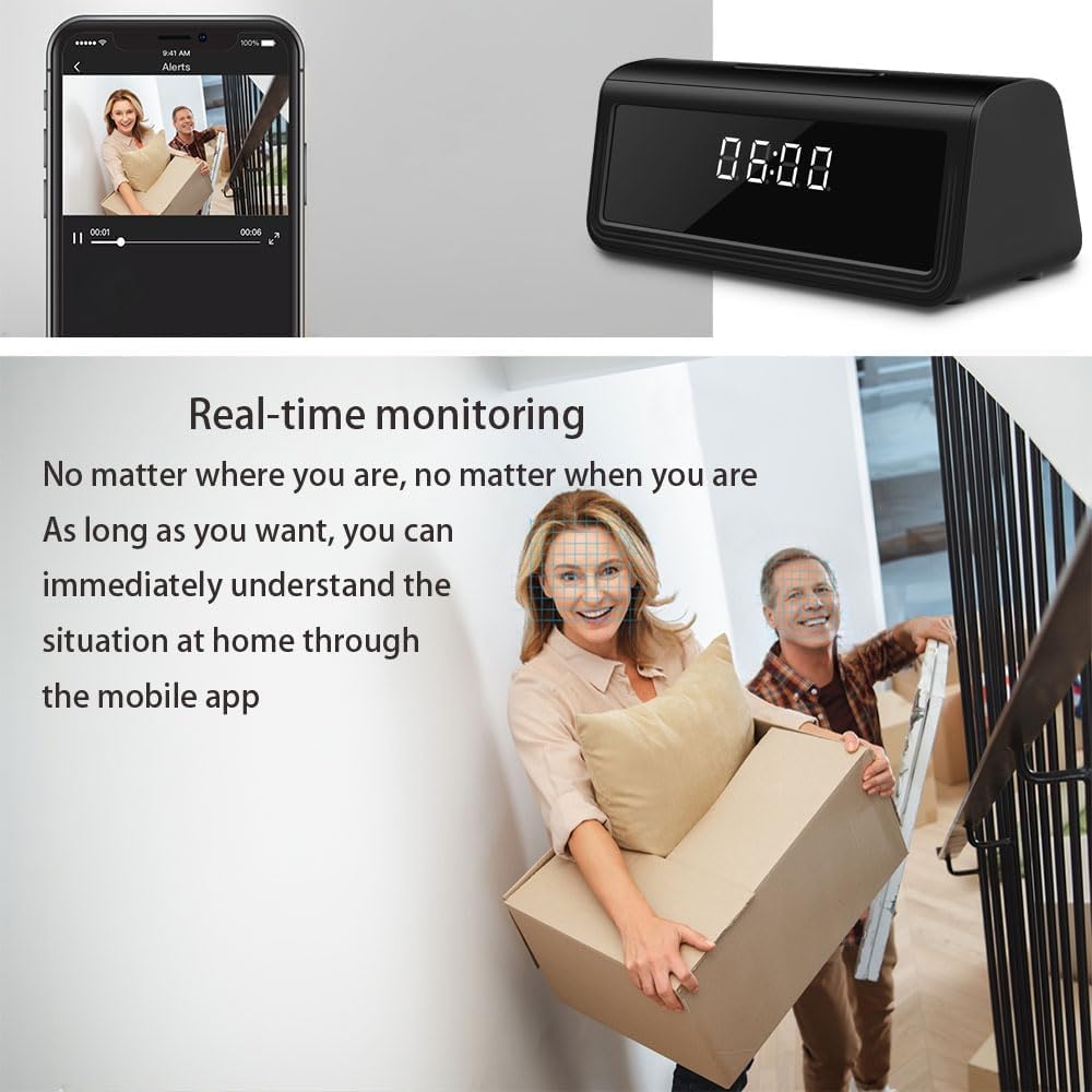 4K WiFi Security Clock Camera with Night Vision, Motion Detection, and 160° Wide Angle for Home & Office Surveillance