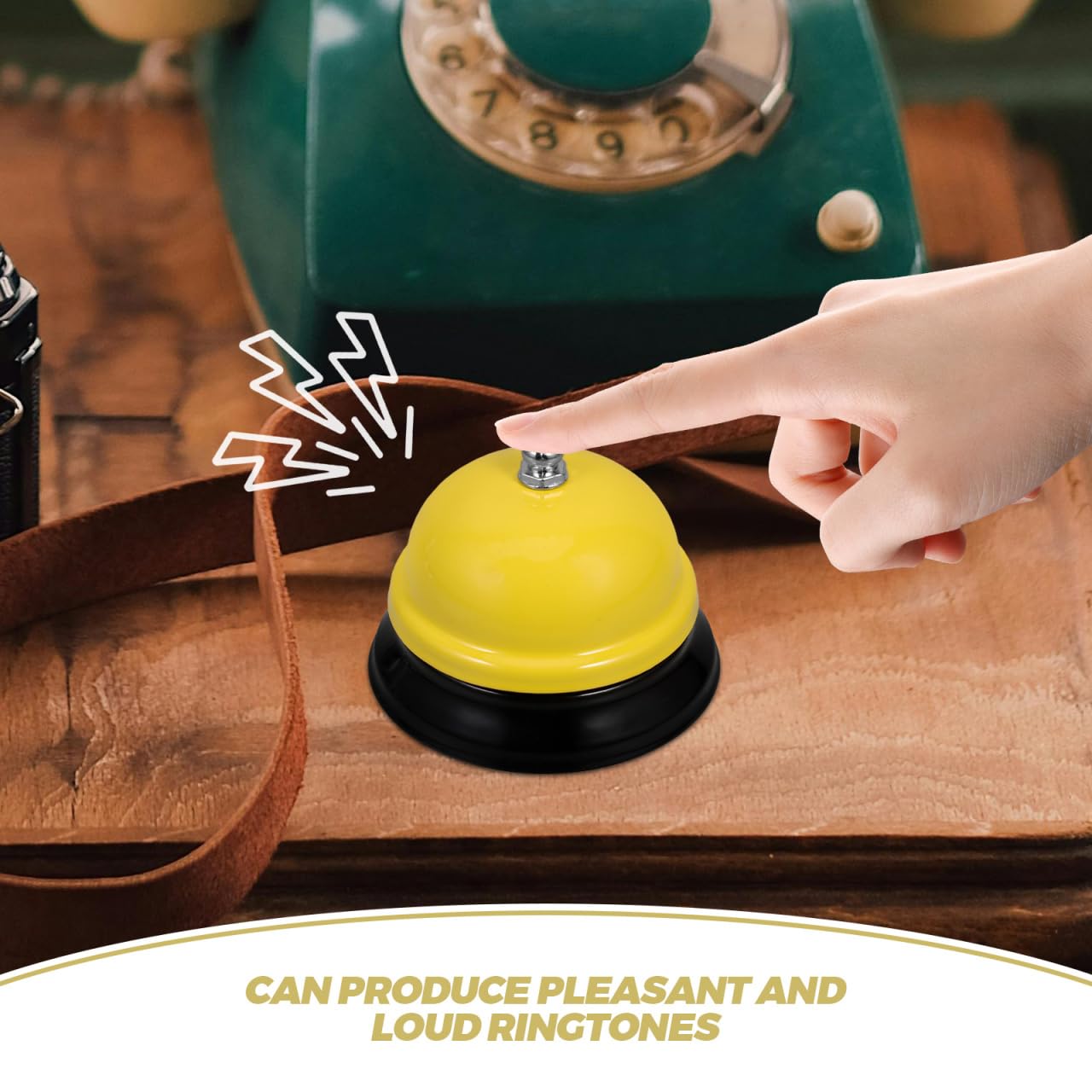 TEHAUX Service Bell 3 Inch Loud Metal Desk Bell Handheld Call for Office Hotel School Classroom Reception Elder Care Use