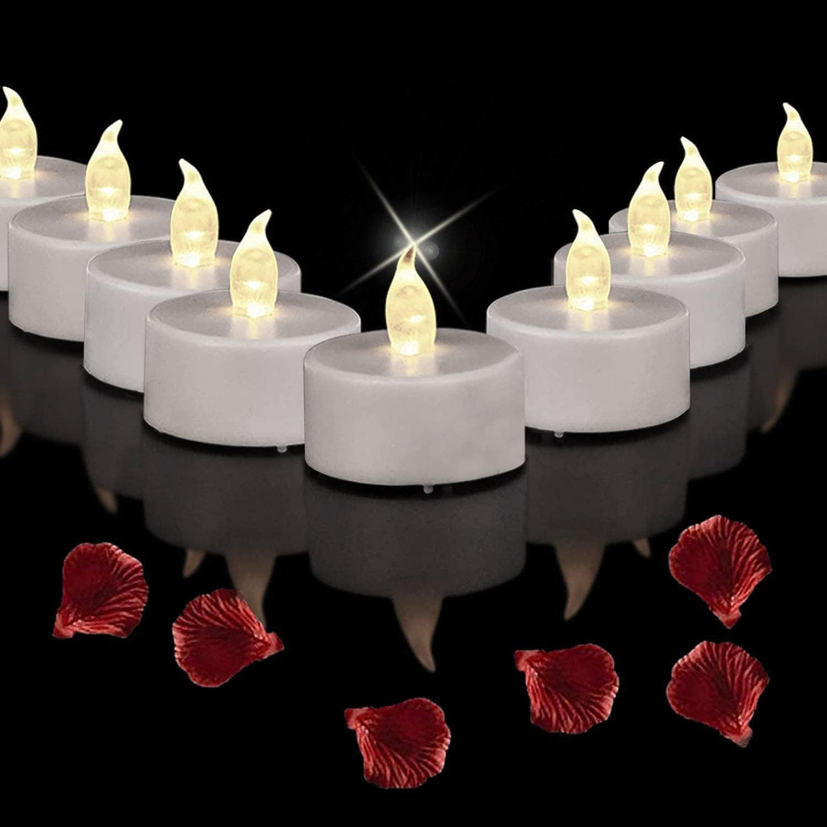 LED Tea Lights Flameless Candles: Battery Operated Bulk 50-Pack Realistic and Bright Flickering Long Lasting 200 Hours Electric Tealight Candles for Home Decor Halloween Christmas Wedding (White)