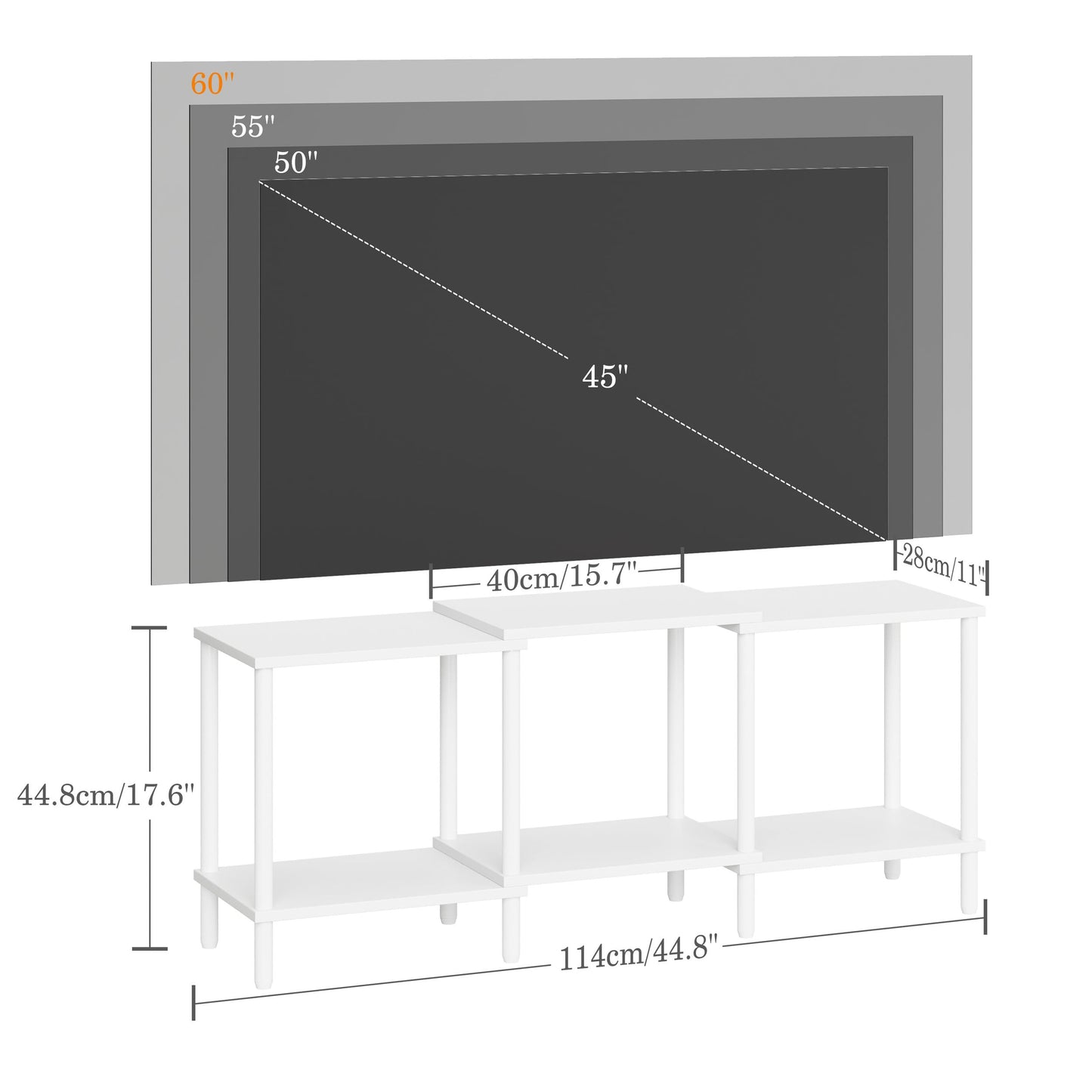 YAUKTAK TV Stand, Entertainment Center, Industrial TV Media Console Table with Open Storage Shelves, 2 Tier TV Cabinet for Living Room, Bedroom LTS107W