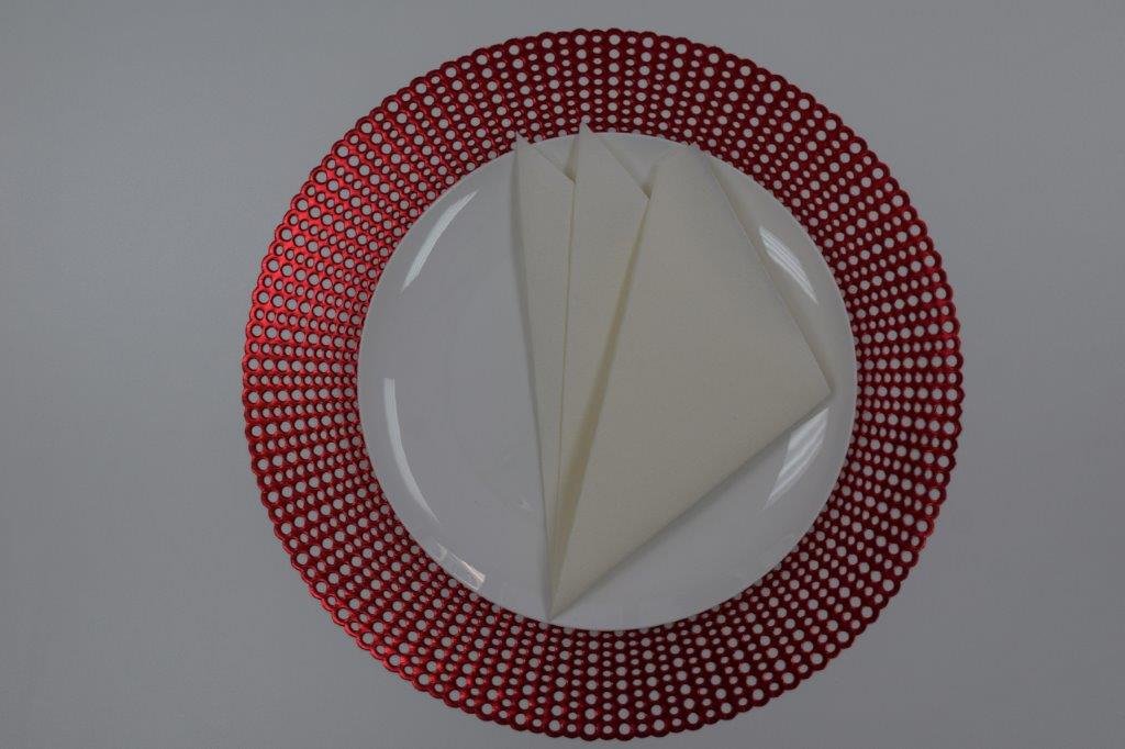 16" Round Placemats (Set of 4), 12 Prefolded 3 ply Napkins, 2 Matching Taper Candles, 2 Glass Candle Holders (Silver)